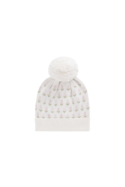 Savannah Beanie - Olivia Jacquard Slightly Pink