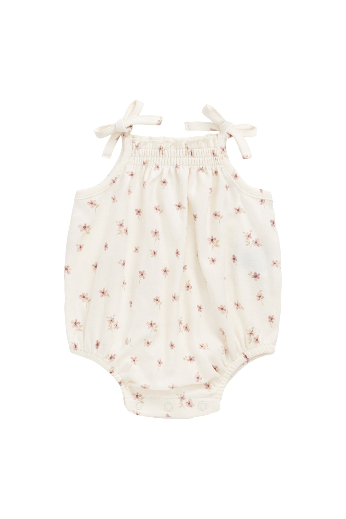 Organic Cotton Cassie Playsuit - Simple Flowers Egret