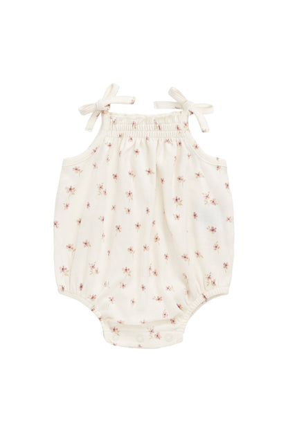 Organic Cotton Cassie Playsuit - Simple Flowers Egret