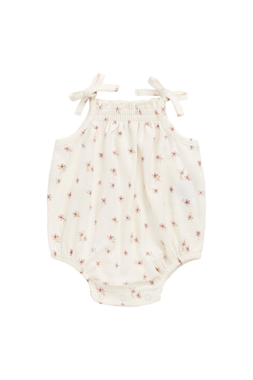 Organic Cotton Cassie Playsuit - Simple Flowers Egret