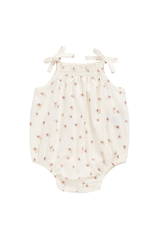 Organic Cotton Cassie Playsuit - Simple Flowers Egret