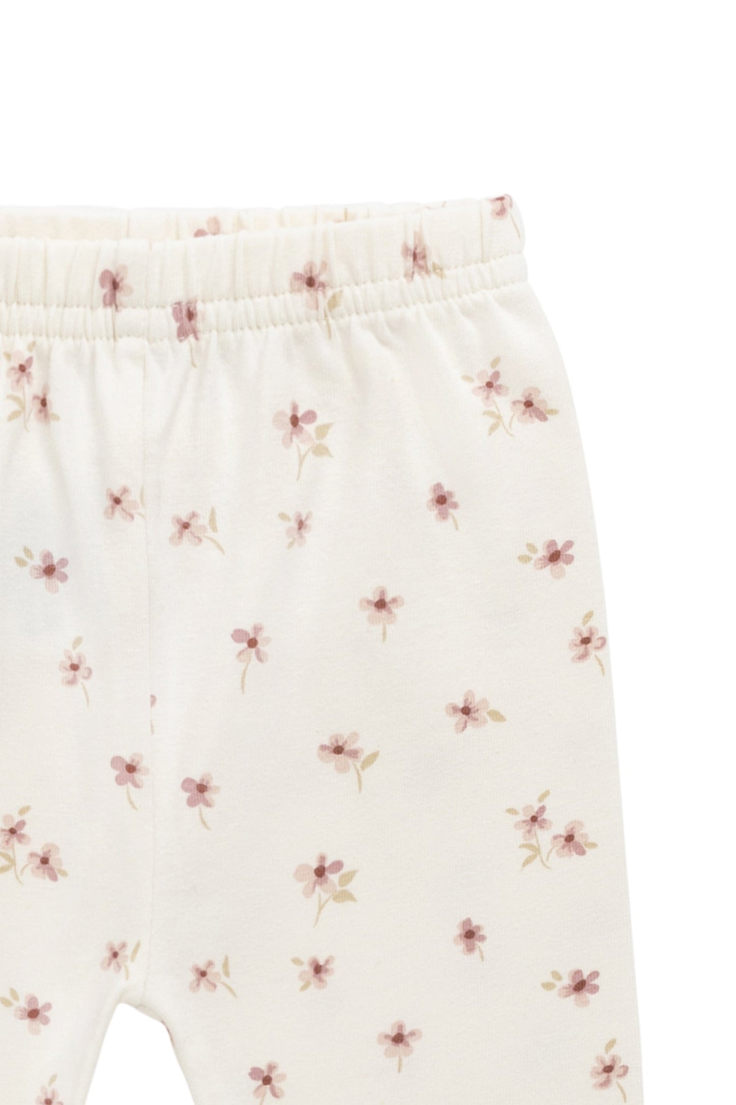 Organic Cotton Everyday Legging - Simple Flowers Egret