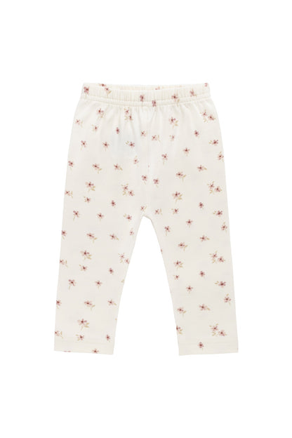 Organic Cotton Everyday Legging - Simple Flowers Egret
