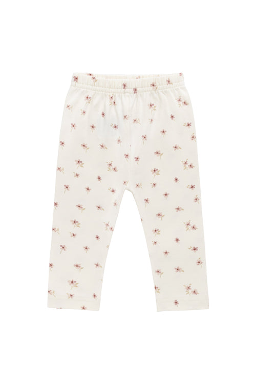 Organic Cotton Everyday Legging - Simple Flowers Egret