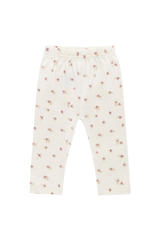 Organic Cotton Everyday Legging - Simple Flowers Egret