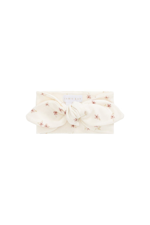 Organic Cotton Headband - Simple Flowers Egret