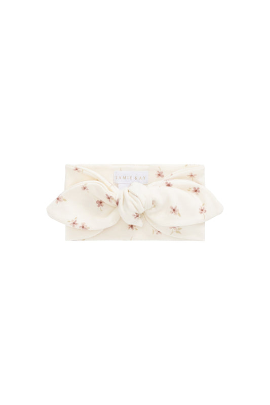 Organic Cotton Headband - Simple Flowers Egret