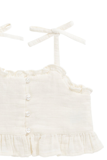 Organic Cotton Muslin Mirabel Top - Parchment
