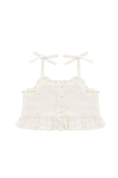 Organic Cotton Muslin Mirabel Top - Parchment