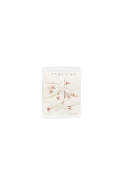 Organic Cotton Noelle 2pk Bow - Simple Flowers Egret