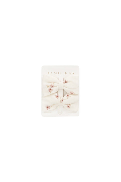 Organic Cotton Noelle 2pk Bow - Simple Flowers Egret