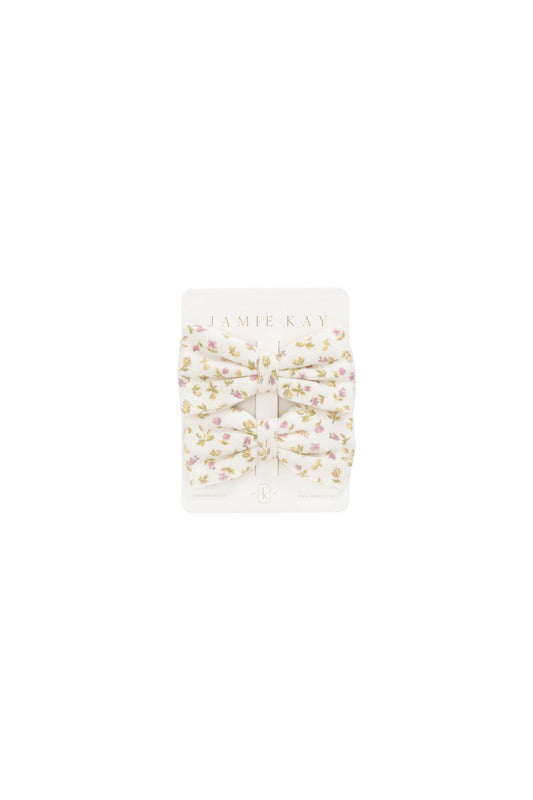 Organic Cotton Noelle 2pk Bow - Pippa Pink