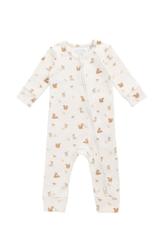 Organic Cotton Reese Zip Onepiece - Forest Friends