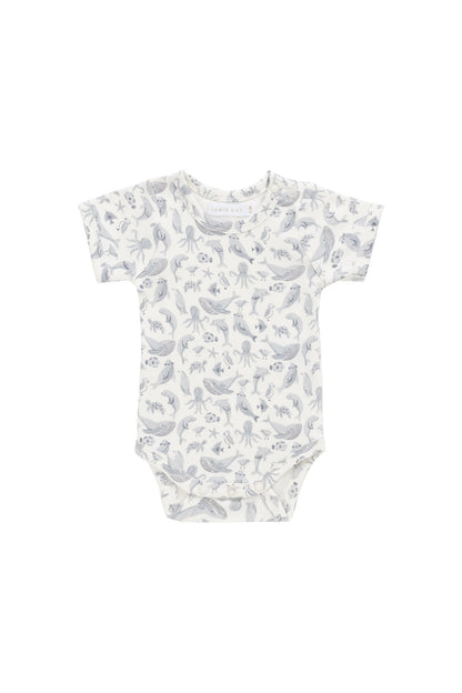 Organic Cotton Hudson Short Sleeve Bodysuit - Sea Life