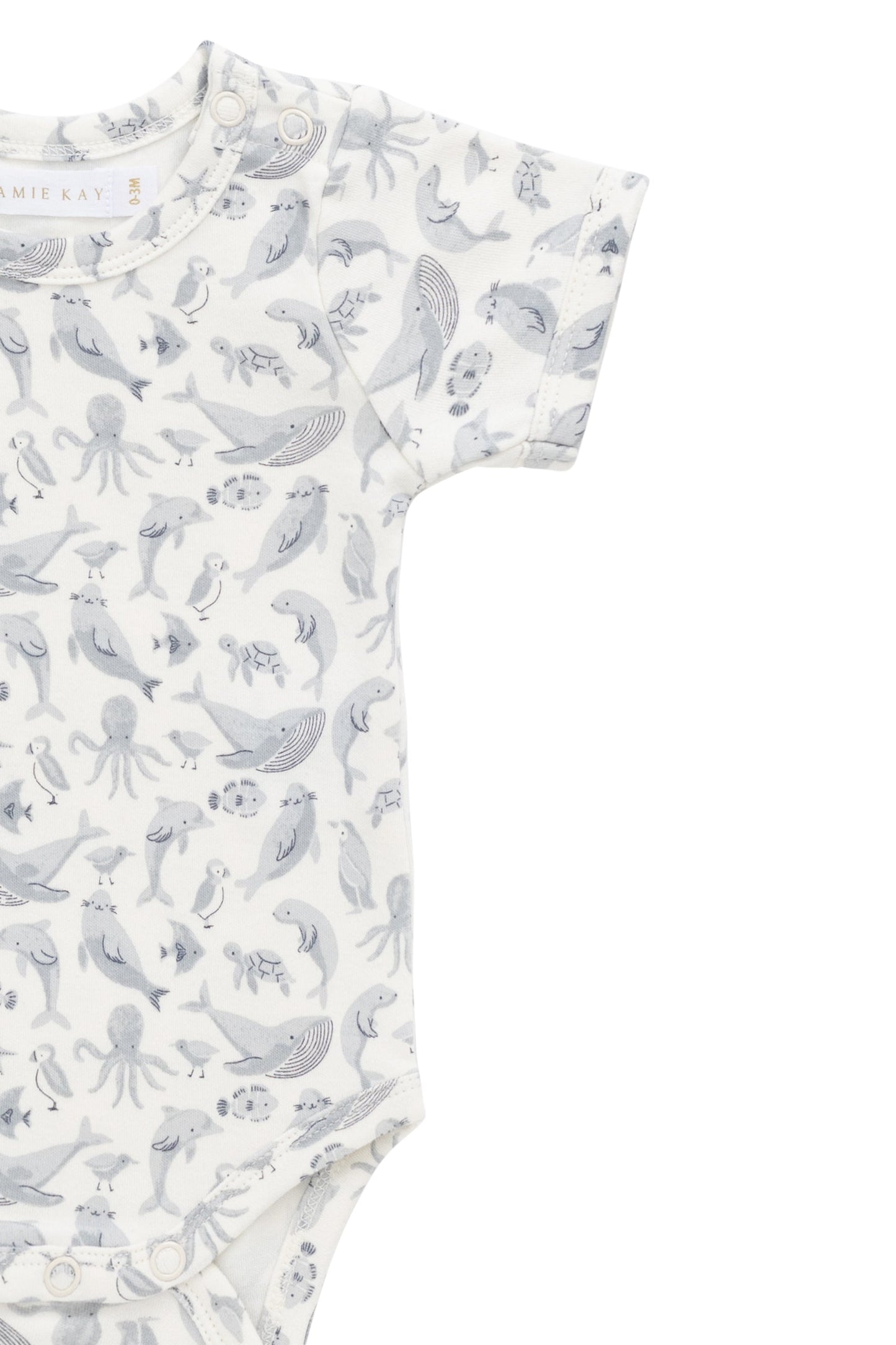Organic Cotton Hudson Short Sleeve Bodysuit - Sea Life