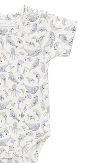 Organic Cotton Hudson Short Sleeve Bodysuit - Sea Life