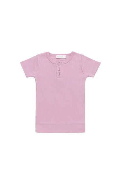 Organic Cotton Modal Henley Tee - Dahlia