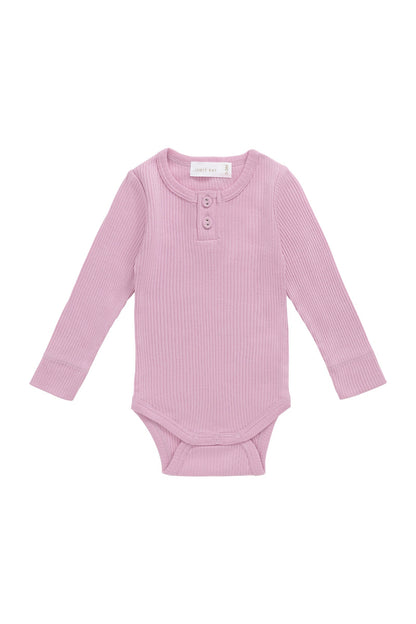 Organic Cotton Modal Long Sleeve Bodysuit - Dahlia