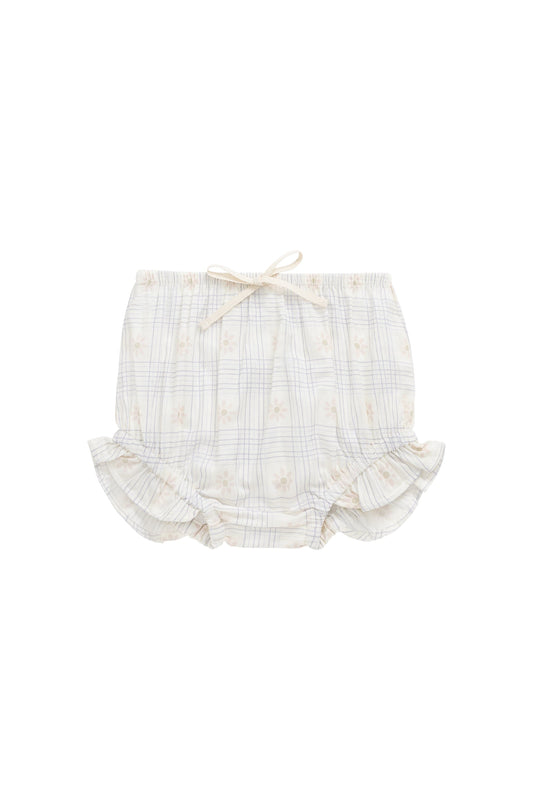 Organic Cotton Voile Frill Bloomer - Marguerite Egret