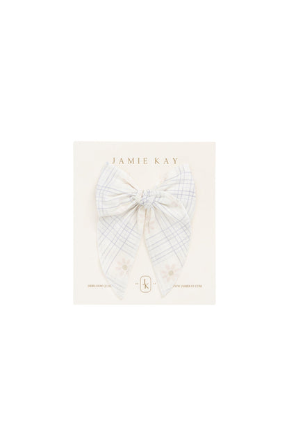 Organic Cotton Volie Bow - Marguerite Egret