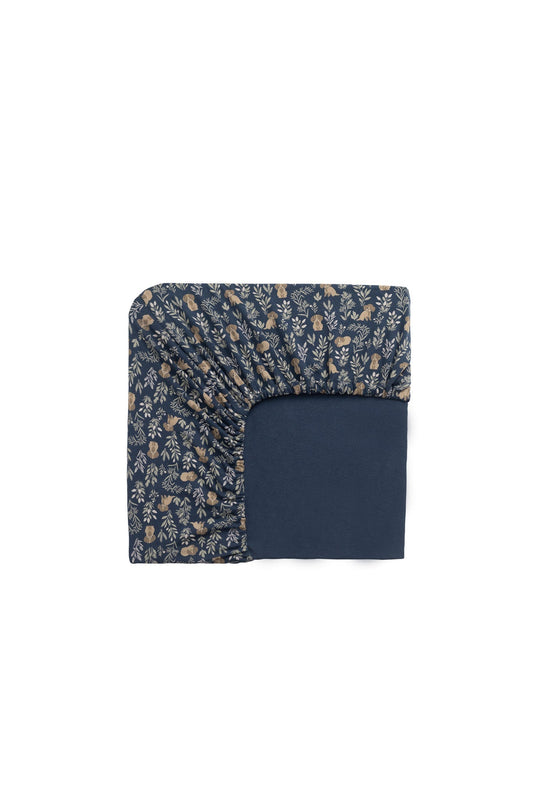 Organic Cotton Cot Sheet - Charlie's Backyard Navy
