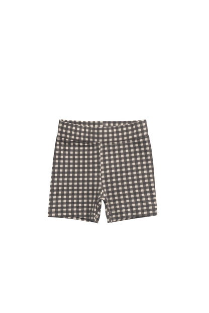 Organic Cotton Everyday Bike Short - Mini Gingham Bistre