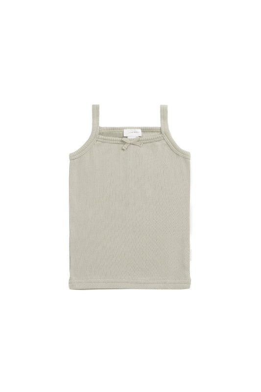 Organic Cotton Fine Rib Singlet - Mist
