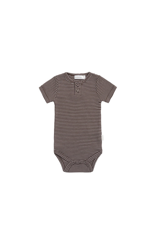 Organic Cotton Modal Darcy Rib Tee Bodysuit - Little Stripe Earth/Cloud