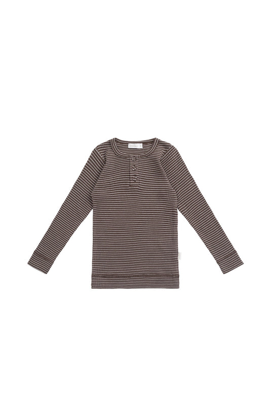 Organic Cotton Modal Long Sleeve Top - Little Stripe Earth/Cloud
