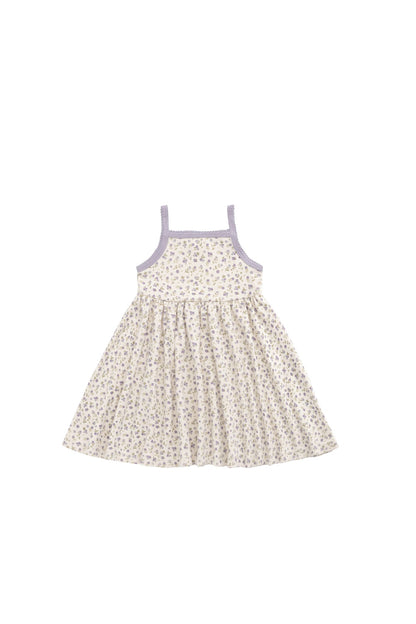 Organic Cotton Samantha Dress - Blueberry Field Raindrops