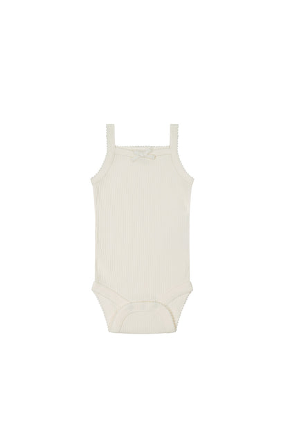 Organic Cotton Modal Singlet Bodysuit  - Milk