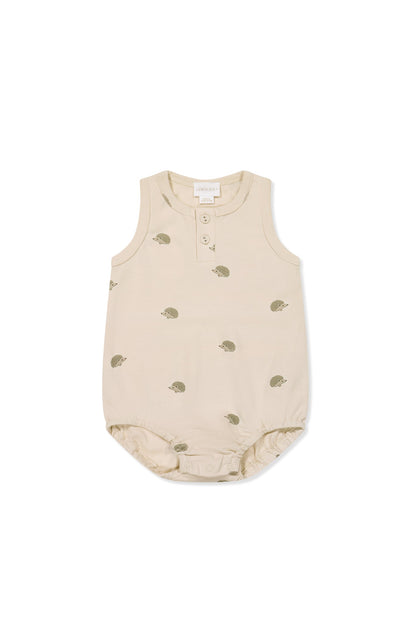 Pima Cotton Noah Playsuit - Henry Hedgehog Birch