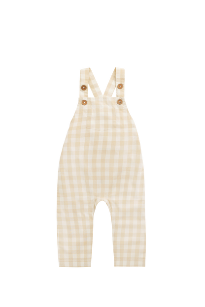 Organic Cotton Kingston Overall - Gingham Pale Khaki