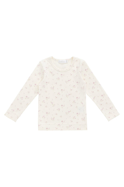 Organic Cotton Fine Rib Long Sleeve Top - Caroline Egret