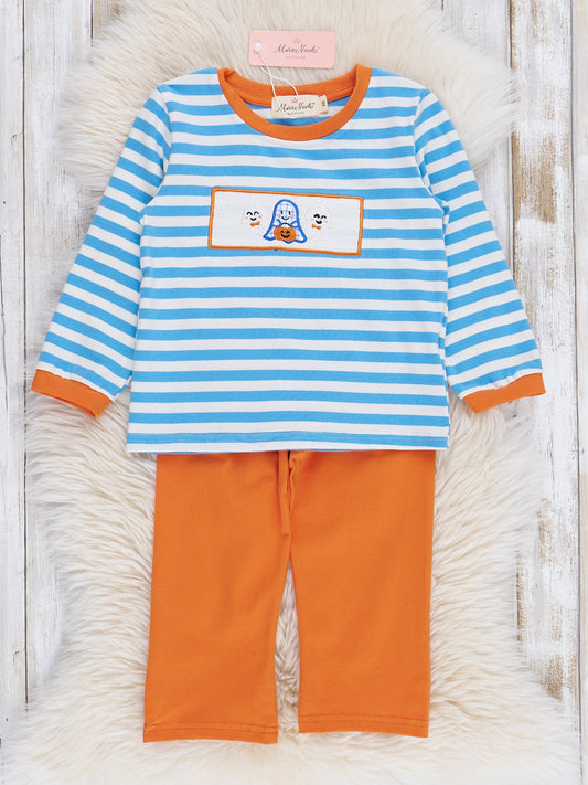 Blue Striped Ghost Friends Outfit