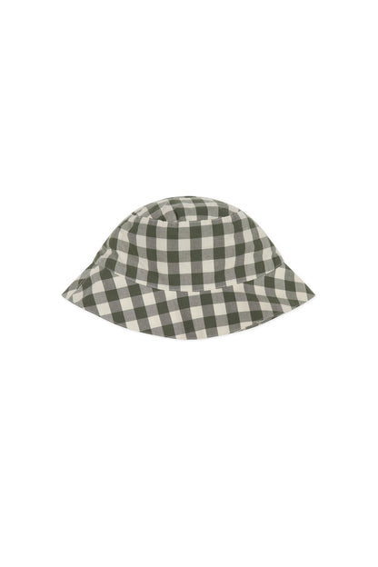 Organic Cotton Bucket Hat - Gingham Grape Leaf