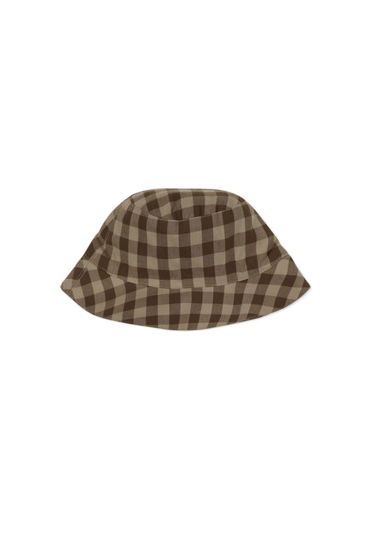 Organic Cotton Bucket Hat - Gingham Shitake