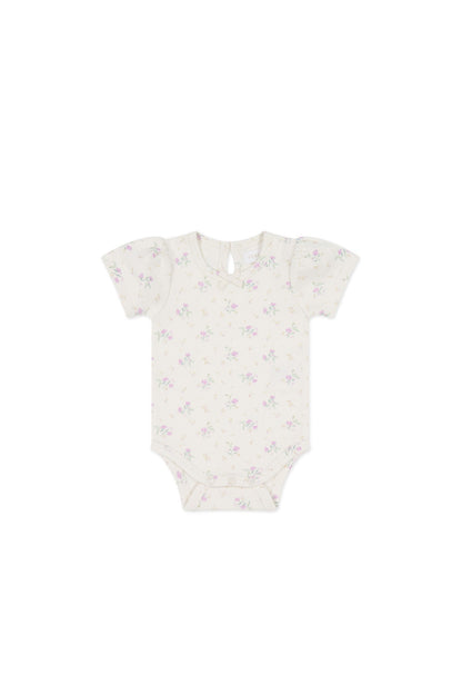 Organic Cotton Cap Sleeve Bodysuit - Thelma Orchid