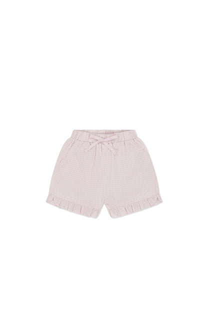 Organic Cotton Celine Short - Mini Woven Gingham Violet