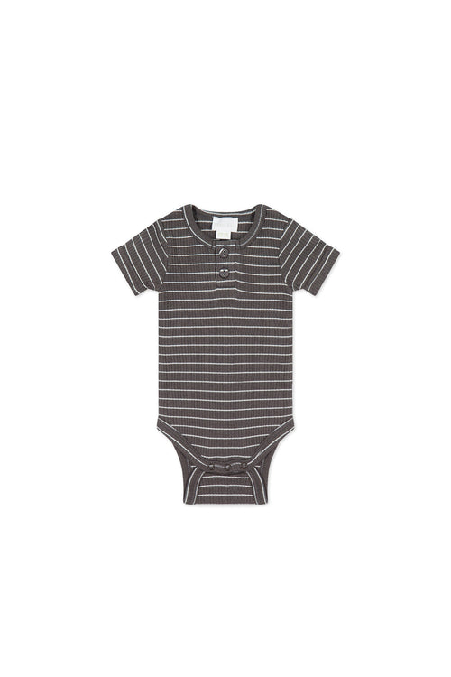 Organic Cotton Modal Darcy Rib Tee Bodysuit - Daily Stripe Wolf/Cloud