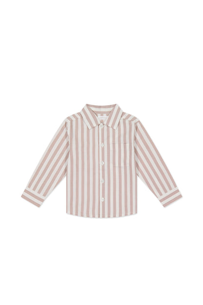 Organic Cotton Isaiah Shirt - Vertical Stripe Tiger/Cloud