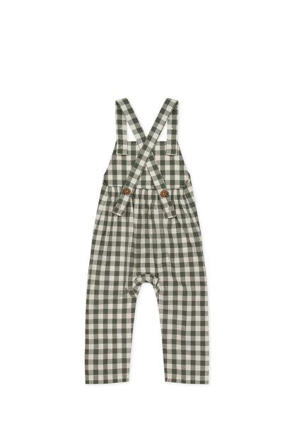 Organic Cotton Kingston Overall - Gingham Grape Leaf