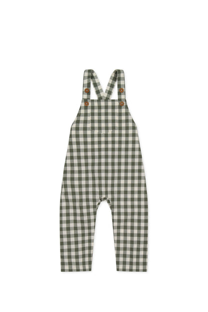 Organic Cotton Kingston Overall - Gingham Grape Leaf