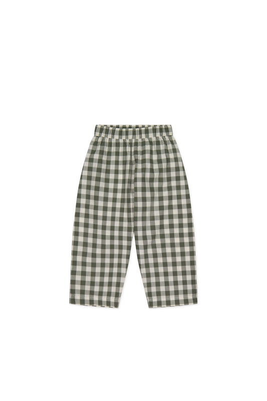 Organic Cotton Kingston Pant - Gingham Grape Leaf