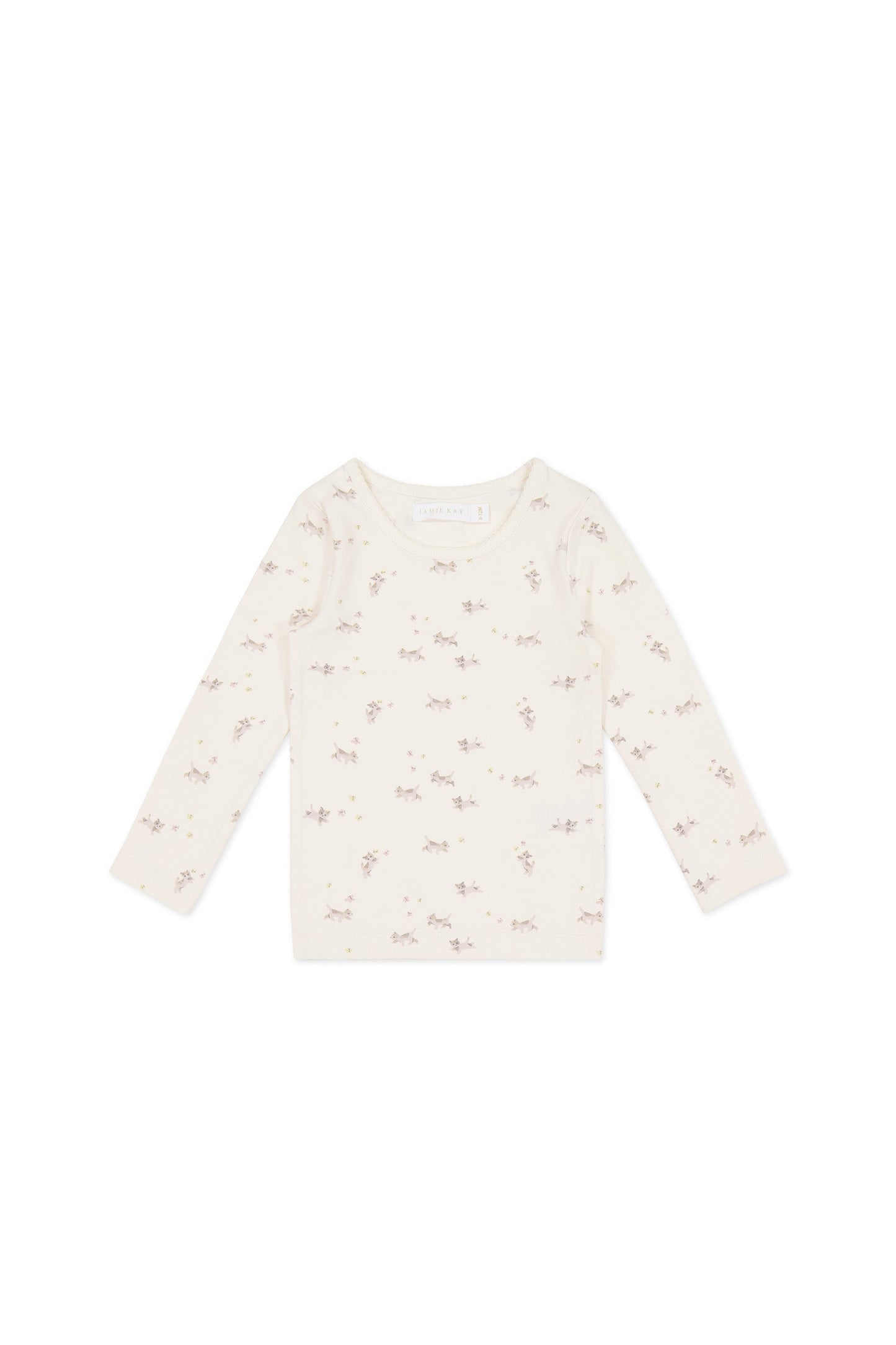 Organic Cotton Long Sleeve Top - Playful Kittens