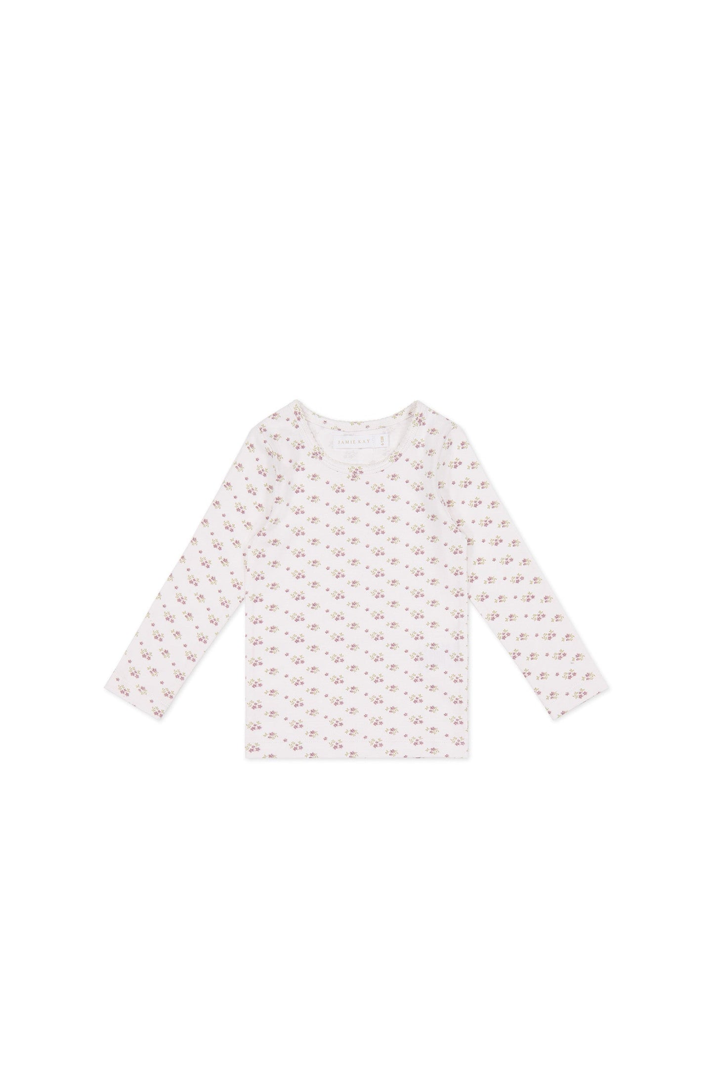 Organic Cotton Long Sleeve Top - Rose Floral Pink