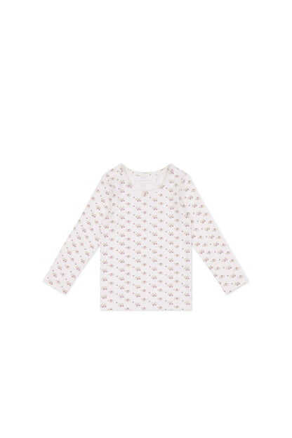 Organic Cotton Long Sleeve Top - Rose Floral Pink