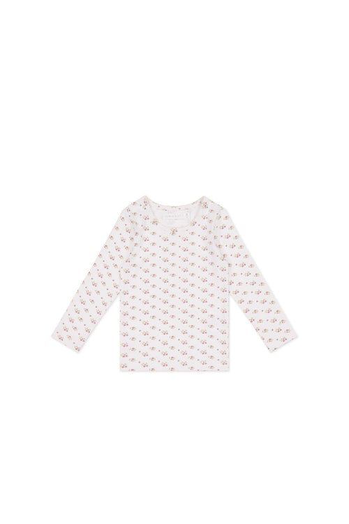 Organic Cotton Long Sleeve Top - Rose Floral Pink
