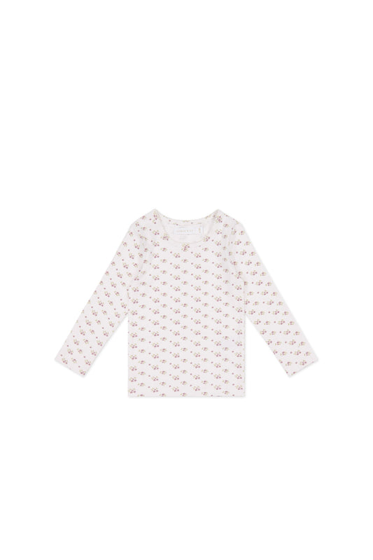 Organic Cotton Long Sleeve Top - Rose Floral Pink