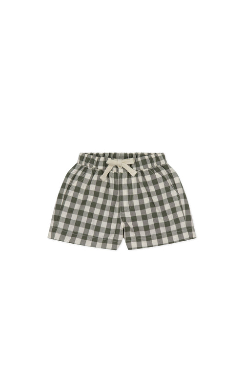 Organic Cotton Louis Short - Gingham Grape Leaf